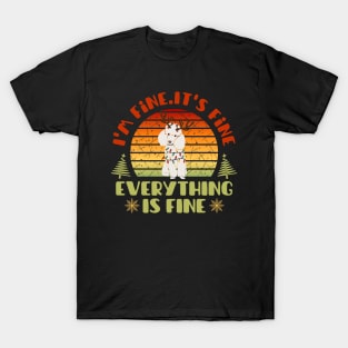 I'm fine.It's fine. Everything is fine.Merry Christmas  funny poodle and Сhristmas garland T-Shirt